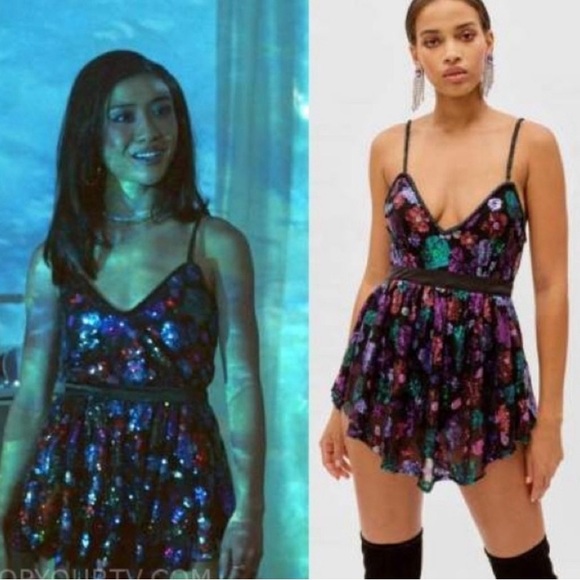 🌟For Love and Lemons Ariana Party Dress🌟Mini Sequins Ice Skater XS - Picture 3 of 14